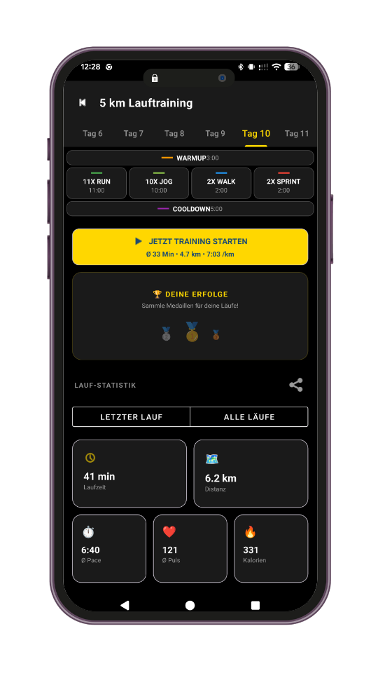 Laufplan App – Trainingsübersicht von 5 km bis Marathon